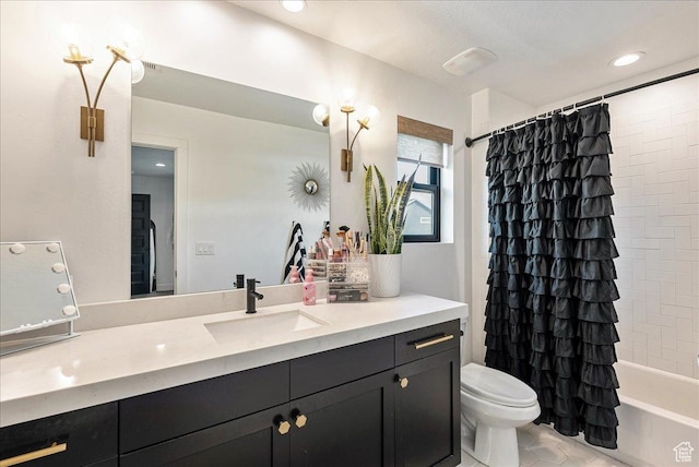 144 E 150 N, Vineyard, UT 84059 - full bath featuring vanity, toilet, tile patterned flooring, and shower / bathtub combination with curtain