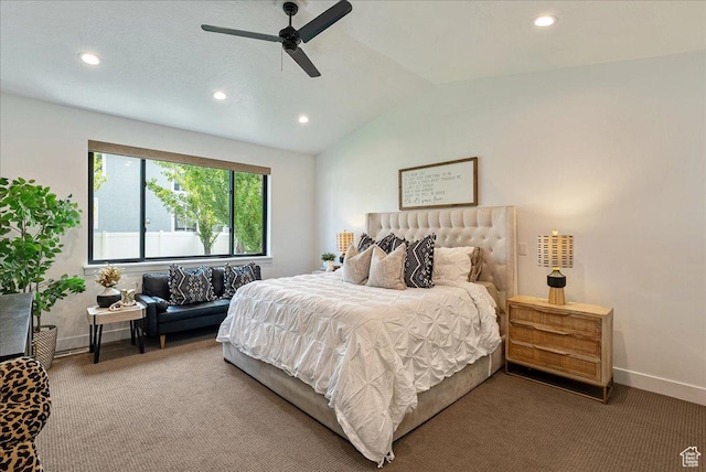 144 E 150 N, Vineyard, UT 84059 - bedroom with recessed lighting, baseboards, lofted ceiling, carpet floors, and ceiling fan