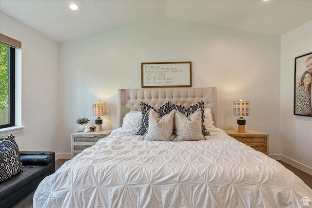 144 E 150 N, Vineyard, UT 84059 - carpeted bedroom with baseboards, vaulted ceiling, and recessed lighting