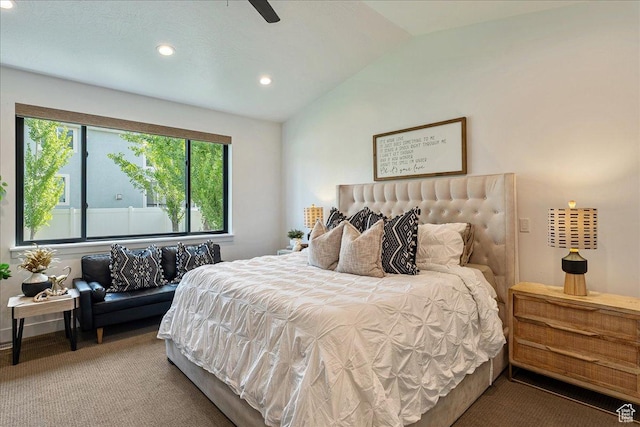 144 E 150 N, Vineyard, UT 84059 - carpeted bedroom with lofted ceiling, recessed lighting, and a ceiling fan