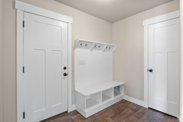 541 N Trek Rd, Saratoga Springs, UT 84045 - mudroom featuring dark wood-type flooring and baseboards