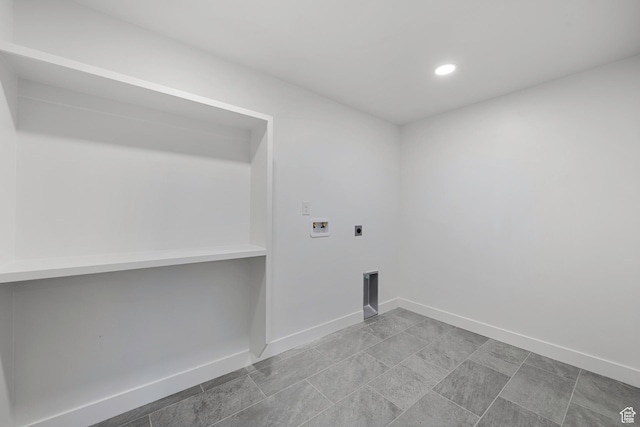 12719 S Outlaw Pl E, Draper, UT 84020 - washroom with hookup for a washing machine, hookup for an electric dryer, baseboards, and recessed lighting