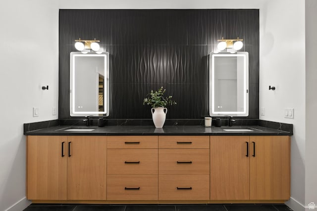 12719 S Outlaw Pl E, Draper, UT 84020 - full bathroom with double vanity and baseboards
