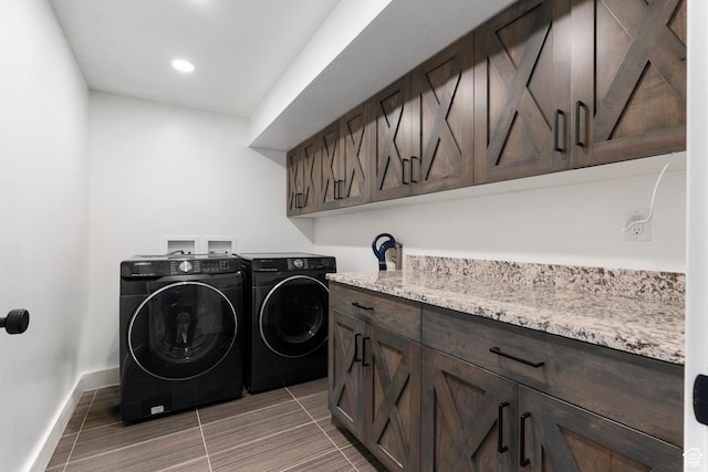 689 N Cambry Dr, Garden City, UT 84028 - washroom featuring washer and dryer, cabinet space, baseboards, and recessed lighting