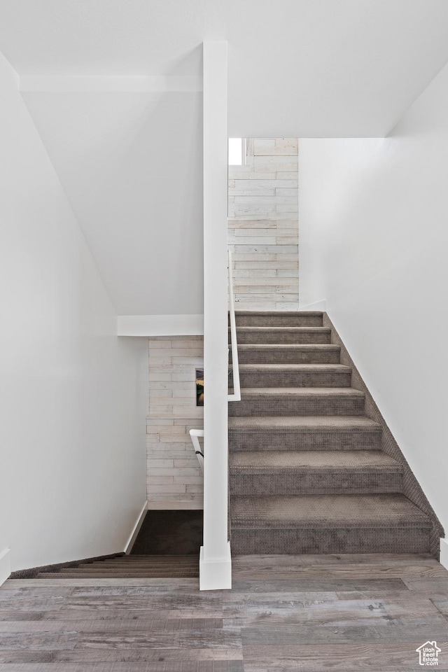 689 N Cambry Dr, Garden City, UT 84028 - staircase with wood finished floors