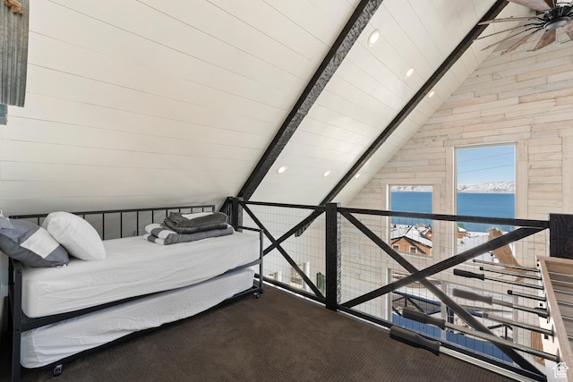 689 N Cambry Dr, Garden City, UT 84028 - bedroom featuring carpet, a water view, and recessed lighting