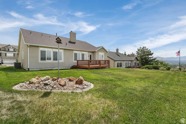 1267 E Hickenlooper Way S, Draper, UT 84020 - back of property featuring central AC, a deck, and a yard