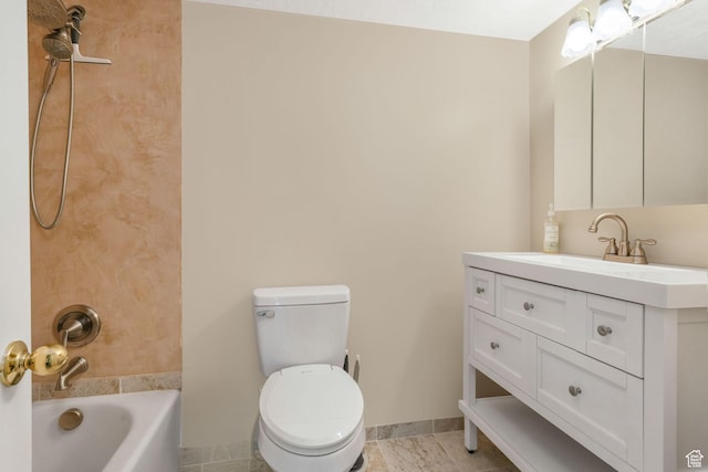 1267 E Hickenlooper Way S, Draper, UT 84020 - full bath with vanity, baseboards, tub / shower combination, toilet, and tile patterned flooring