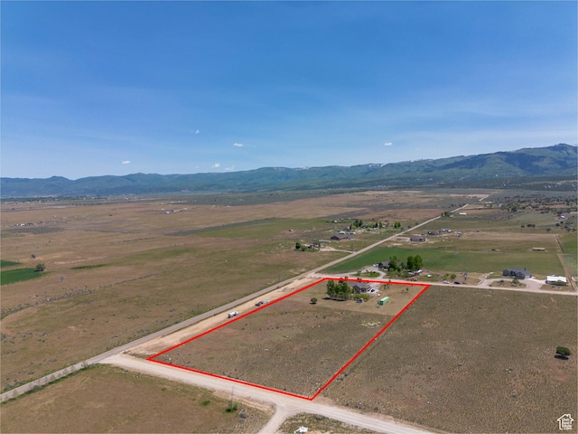14745 N 8375 E, Spring City, UT 84662 - aerial view of sparsely populated area with a mountain backdrop and property boundaries highlighted
