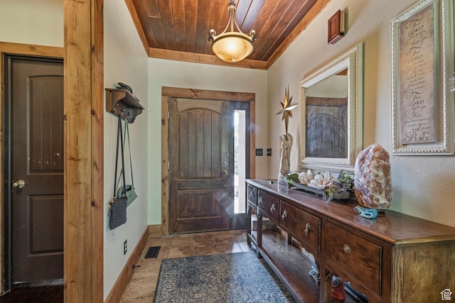 14745 N 8375 E, Spring City, UT 84662 - entrance foyer featuring wood ceiling, baseboards, and stone finish floors