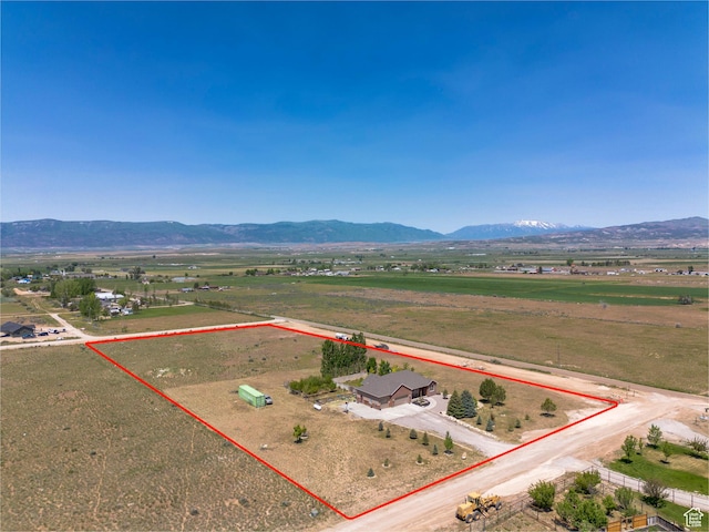 14745 N 8375 E, Spring City, UT 84662 - overview of rural landscape with property boundaries highlighted and a mountain backdrop