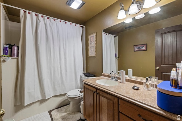 14745 N 8375 E, Spring City, UT 84662 - bathroom with vanity, toilet, and shower / bathtub combination with curtain