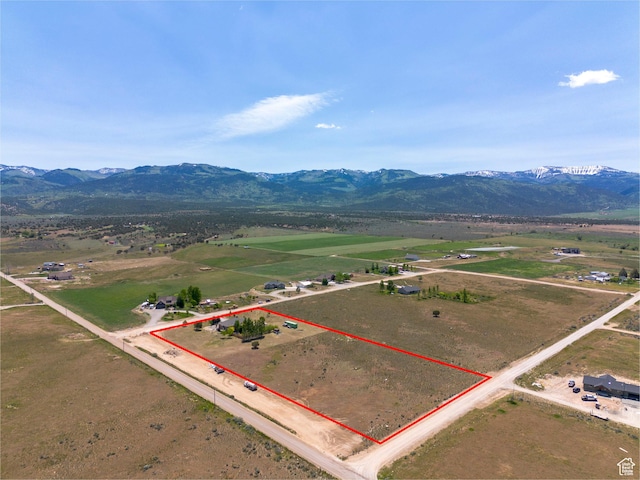 14745 N 8375 E, Spring City, UT 84662 - aerial view of sparsely populated area featuring a mountainous background and property parcel outlined