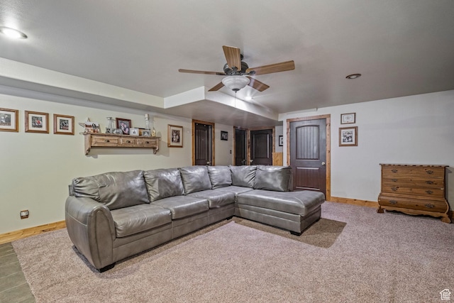 14745 N 8375 E, Spring City, UT 84662 - living room with a ceiling fan, baseboards, and recessed lighting