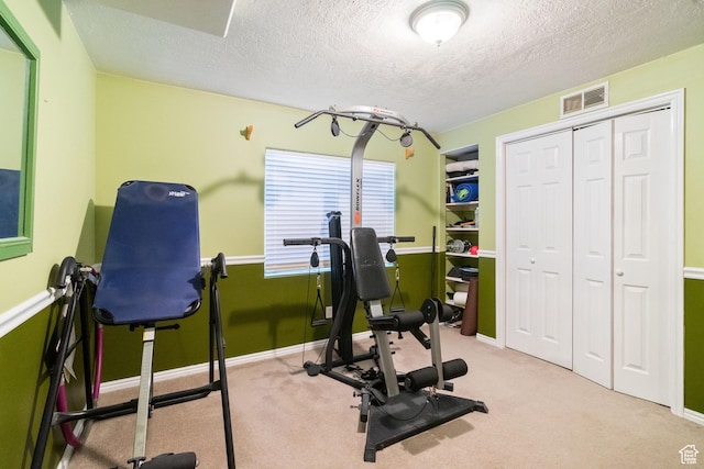 5029 W Copper Meadow Ln S, West Jordan, UT 84088 - exercise area featuring a textured ceiling, carpet flooring, and baseboards