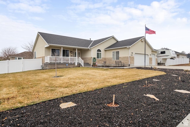 5029 W Copper Meadow Ln S, West Jordan, UT 84088 - single story home with a porch, stucco siding, a garage, and driveway