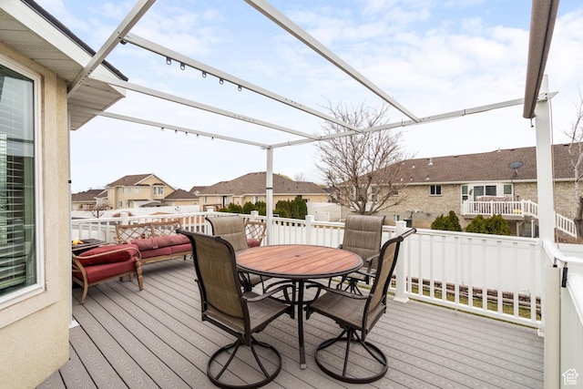 5029 W Copper Meadow Ln S, West Jordan, UT 84088 - wooden terrace with outdoor dining space and a residential view