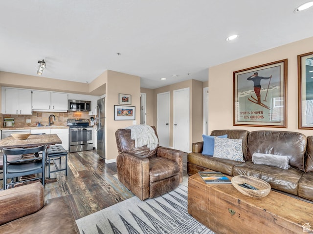 1401 Lowell Ave Unit 31, Park City, UT 84060 - living room with dark wood finished floors, recessed lighting, and baseboards