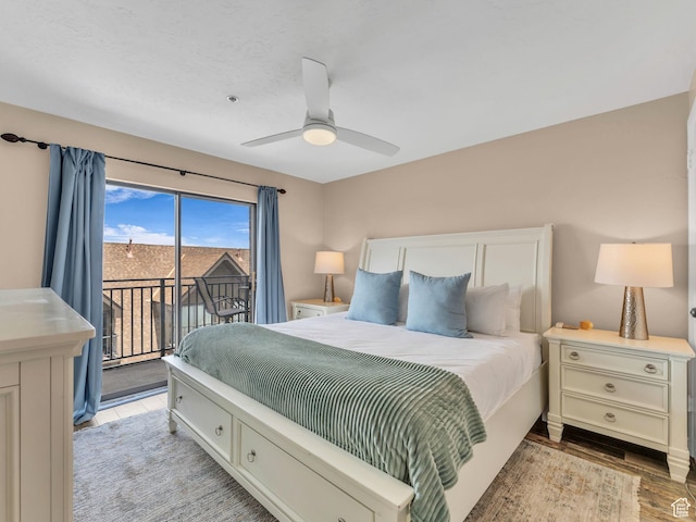 1401 Lowell Ave Unit 31, Park City, UT 84060 - bedroom featuring access to outside, light wood-style floors, and a ceiling fan