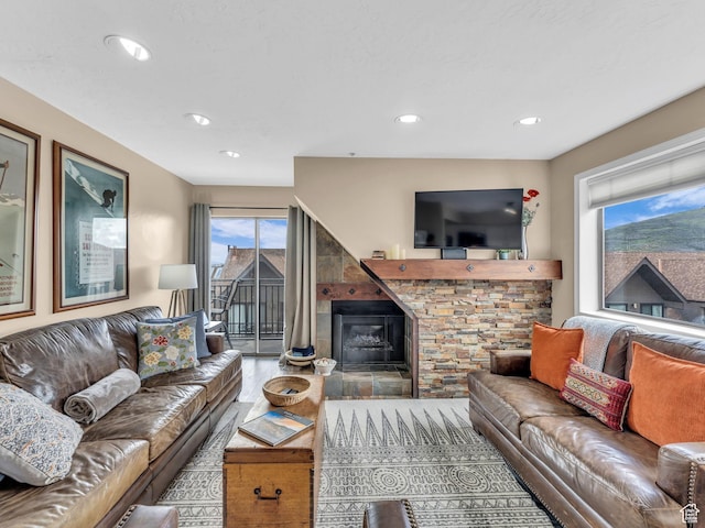 1401 Lowell Ave Unit 31, Park City, UT 84060 - living area featuring a fireplace and recessed lighting