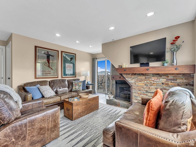 1401 Lowell Ave Unit 31, Park City, UT 84060 - living room featuring a glass covered fireplace and recessed lighting