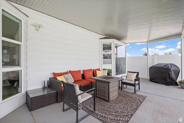 6571 S Jefferson St, Murray, UT 84107 - view of patio / terrace featuring grilling area and an outdoor living space with a fire pit