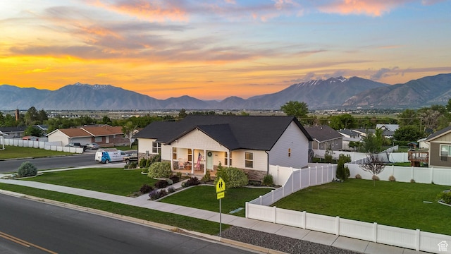 384 N 600 E, Payson, UT 84651 - view of front of property featuring covered porch, a mountain view, stone siding, and a residential view
