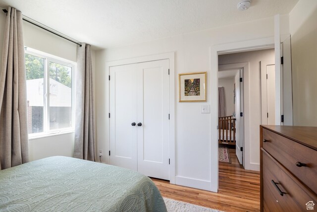 1217 Talisman Dr, Salt Lake City, UT 84116 - bedroom featuring light wood-style floors, a closet, and baseboards