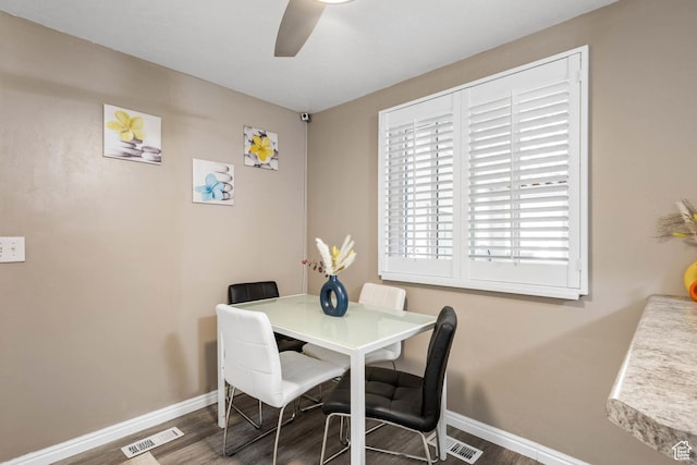 8265 S 3450 W, West Jordan, UT 84088 - dining area with baseboards, wood finished floors, and a ceiling fan
