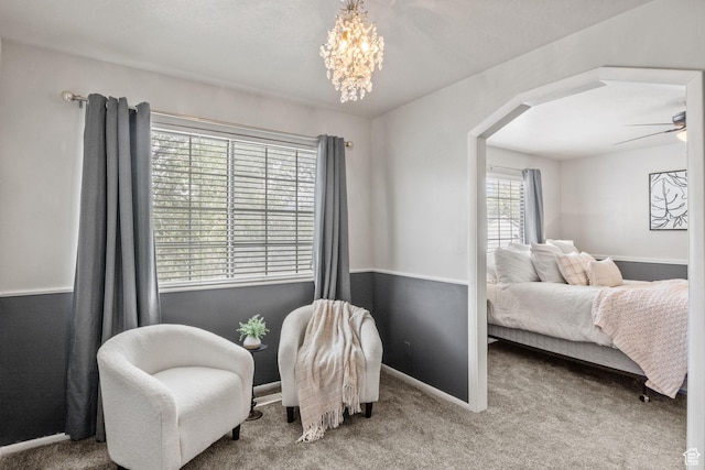 4478 S Balmoral Way, West Valley City, UT 84119 - carpeted bedroom with a chandelier, arched walkways, and baseboards