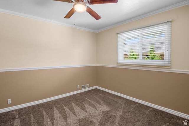 1979 S 600 E, Salt Lake City, UT 84105 - carpeted spare room featuring baseboards, ornamental molding, and a ceiling fan