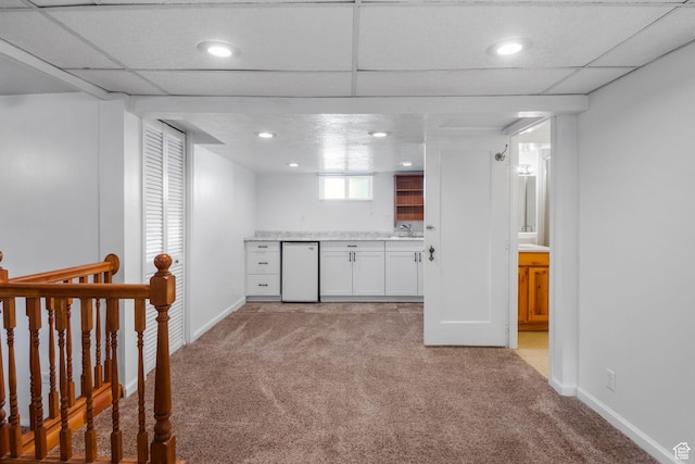 1979 S 600 E, Salt Lake City, UT 84105 - interior space featuring light carpet, refrigerator, baseboards, recessed lighting, and a sink