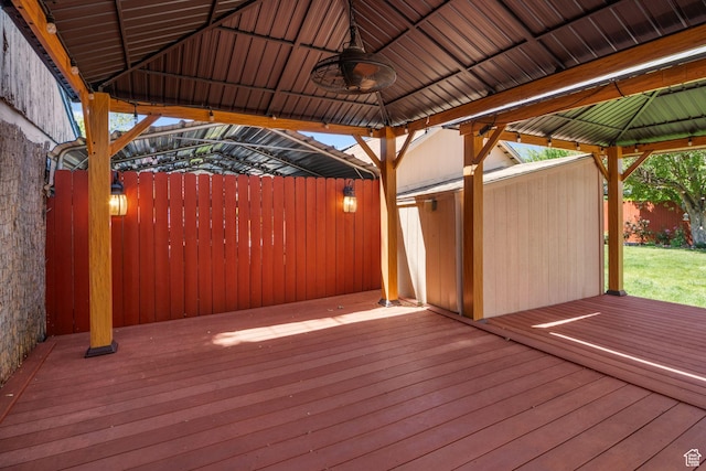 1979 S 600 E, Salt Lake City, UT 84105 - wooden terrace featuring a gazebo and ceiling fan