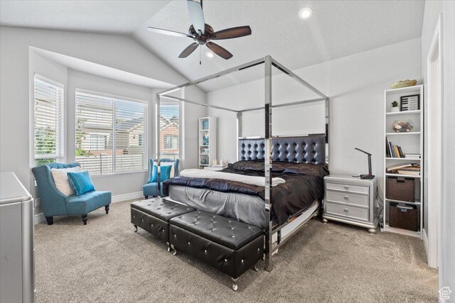3352 N 200 W, Lehi, UT 84043 - bedroom with carpet floors, lofted ceiling, baseboards, a ceiling fan, and recessed lighting