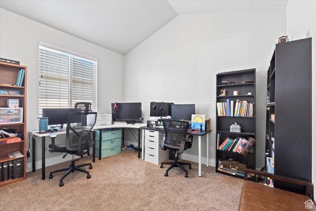 3352 N 200 W, Lehi, UT 84043 - office space with vaulted ceiling, light carpet, and baseboards