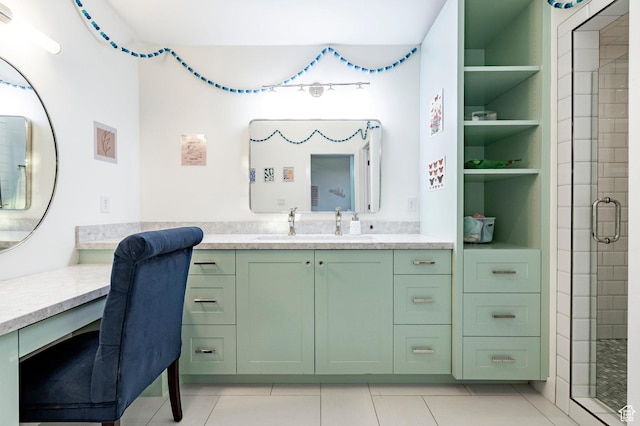 5972 S Ragsdale Dr, Murray, UT 84121 - full bath with a stall shower, built in features, and tile patterned flooring