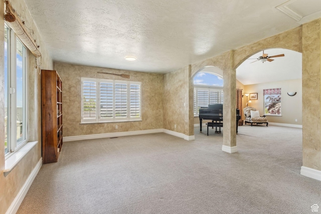 603 S Temple Hill Cir E, Bountiful, UT 84010 - carpeted spare room featuring baseboards, ceiling fan, and a textured ceiling