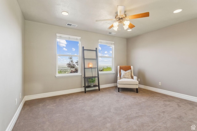 603 S Temple Hill Cir E, Bountiful, UT 84010 - living area with carpet flooring, a ceiling fan, baseboards, and recessed lighting