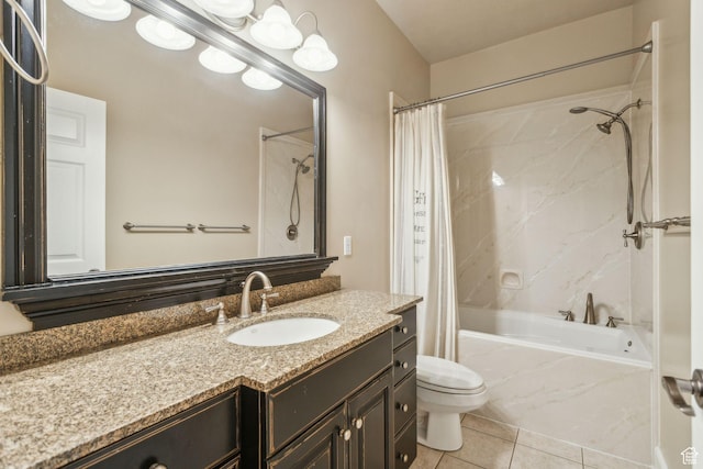 603 S Temple Hill Cir E, Bountiful, UT 84010 - full bath featuring shower / tub combo with curtain, vanity, tile patterned floors, and toilet