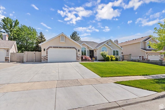 938 E Bernay Cir, Sandy, UT 84094 - single story home with driveway, a garage, a gate, stucco siding, and stone siding