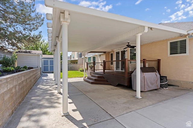 938 E Bernay Cir, Sandy, UT 84094 - view of patio with a ceiling fan and a wooden deck