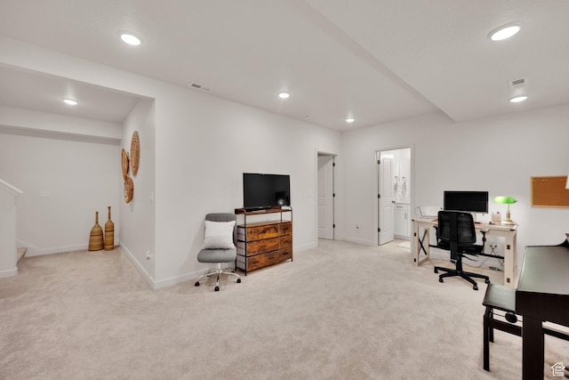 11693 S Watercourse Rd, South Jordan, UT 84009 - office with light colored carpet, recessed lighting, and baseboards