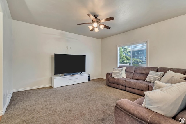7259 S Viansa Ct, Midvale, UT 84047 - living room with ceiling fan, baseboards, and carpet flooring