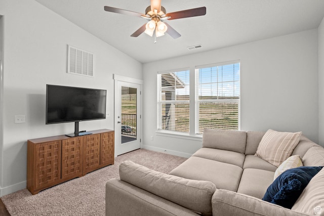 972 W Spider Green Way N Unit E302, Saratoga Springs, UT 84045 - carpeted living area featuring baseboards, ceiling fan, and lofted ceiling