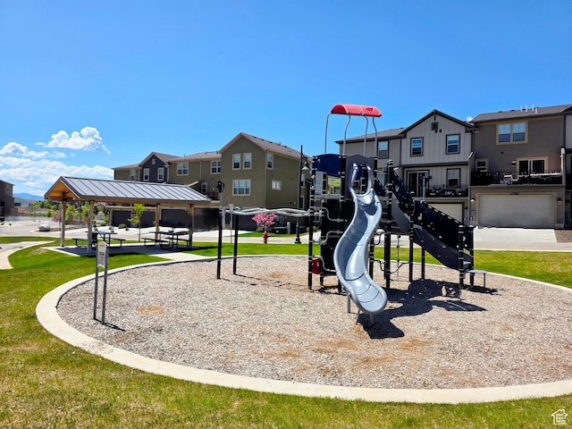 1097 W Wasatch Spring Rd, Kamas, UT 84036 - community play area featuring a residential view, a yard, and a gazebo