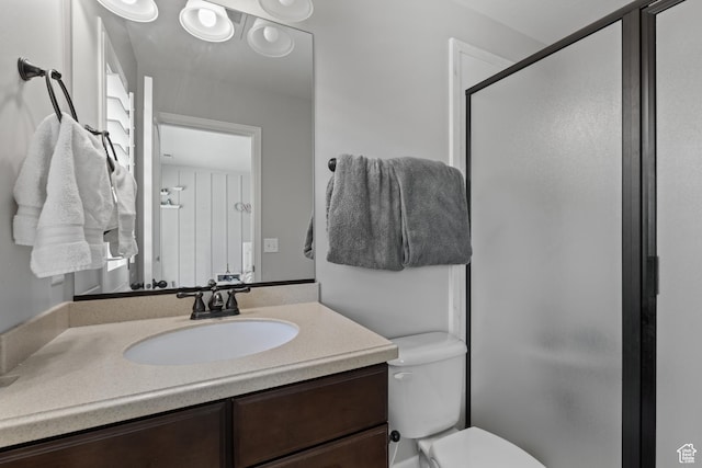 5284 W Orchard Spring Dr S, Herriman, UT 84096 - bathroom featuring toilet, a stall shower, and vanity
