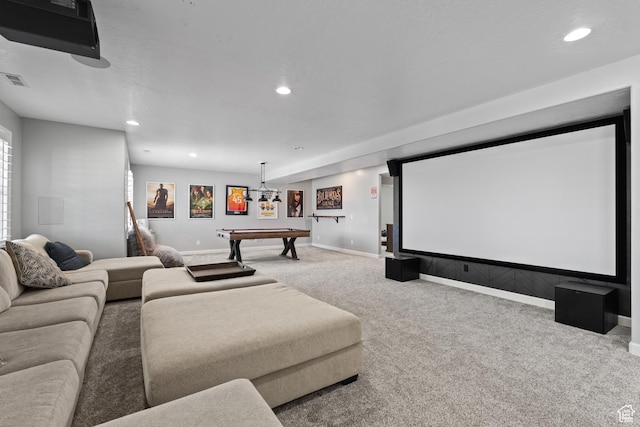 5284 W Orchard Spring Dr S, Herriman, UT 84096 - carpeted cinema featuring recessed lighting, pool table, and baseboards