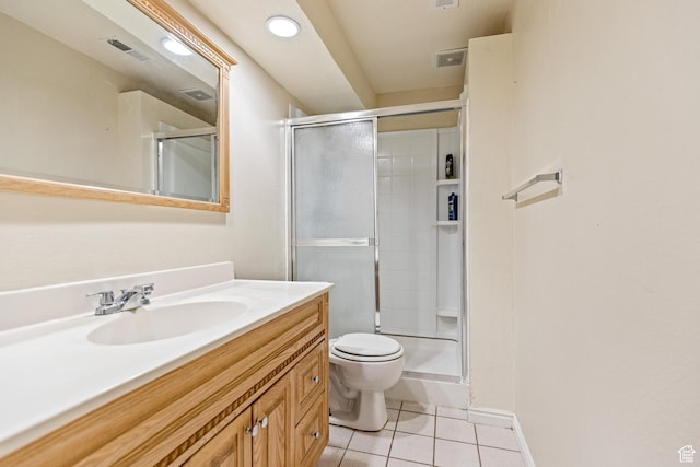 773 W 1280 S, Provo, UT 84601 - bathroom featuring tile patterned flooring, vanity, toilet, a shower stall, and recessed lighting