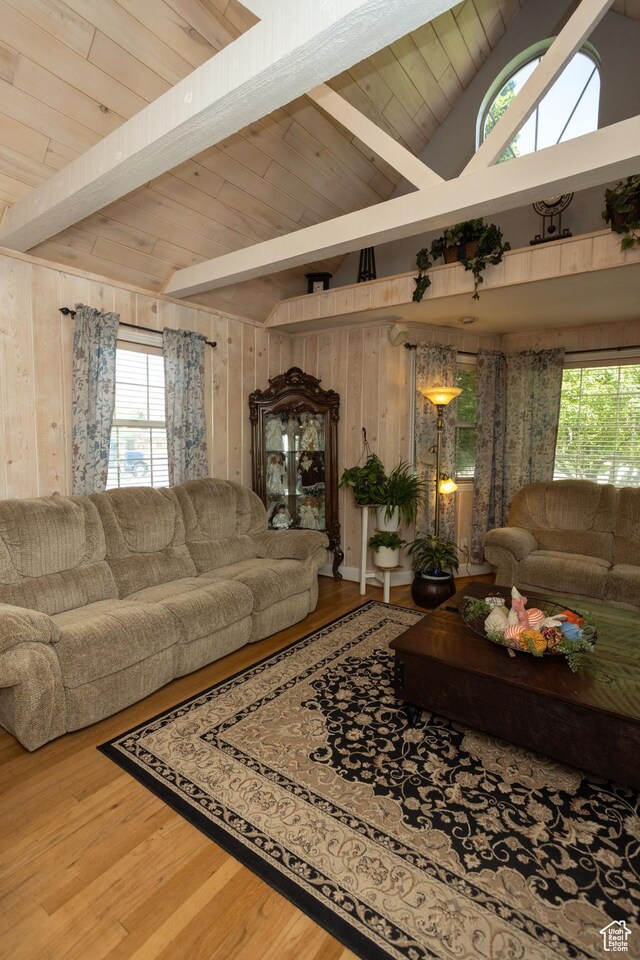 40 S Main St, Glenwood, UT 84730 - living area featuring wood finished floors, wood walls, and wood ceiling