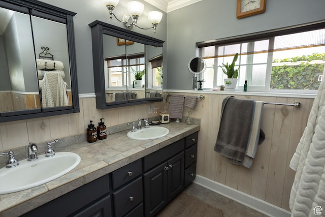 40 S Main St, Glenwood, UT 84730 - full bath with double vanity, crown molding, and wood walls